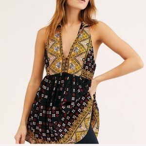 Free People Charlotte Sleeveless Printed Top NWT